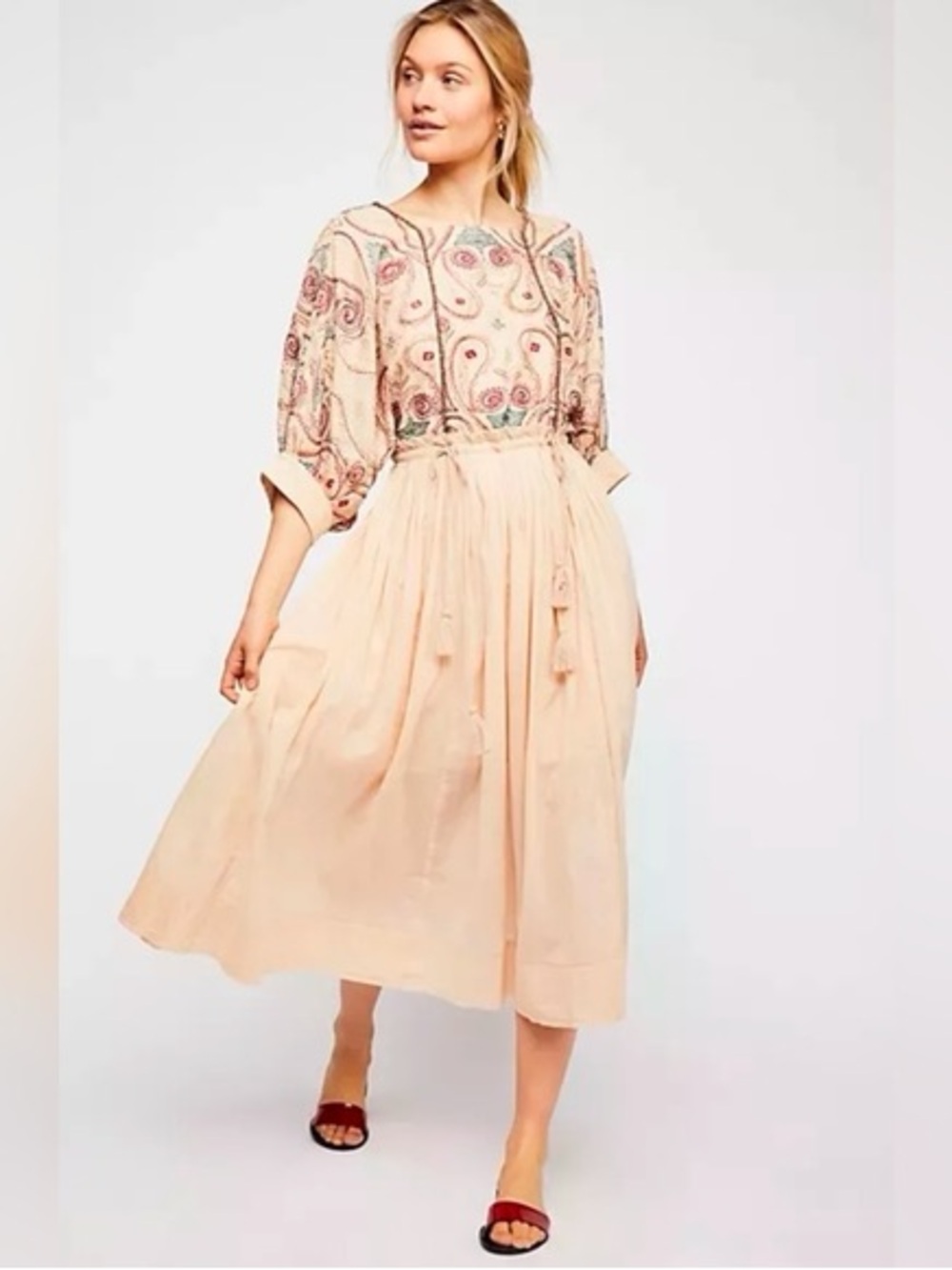 Free people Mesa Embroidered Midi Dress